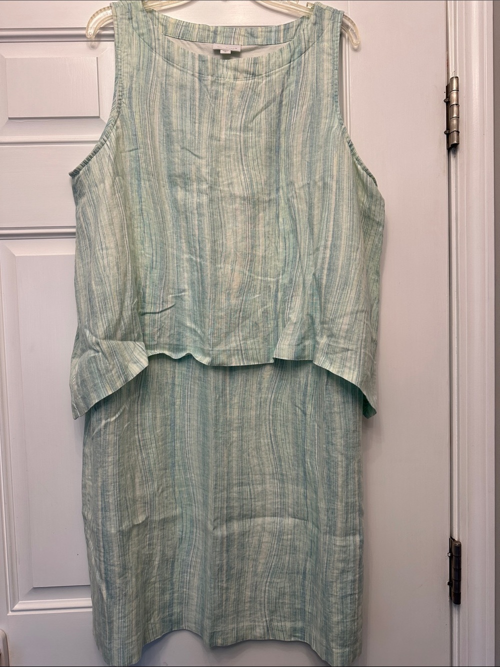 Sleeveless Mint Green Striped Layered Dress